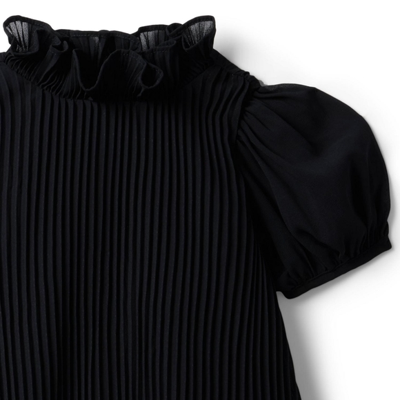 PLEATED CHIFFON PUFF SLEEVE DRESS - Picture 3 of 3